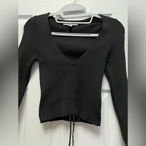 Urban outfitters ruched drawstring black crop top